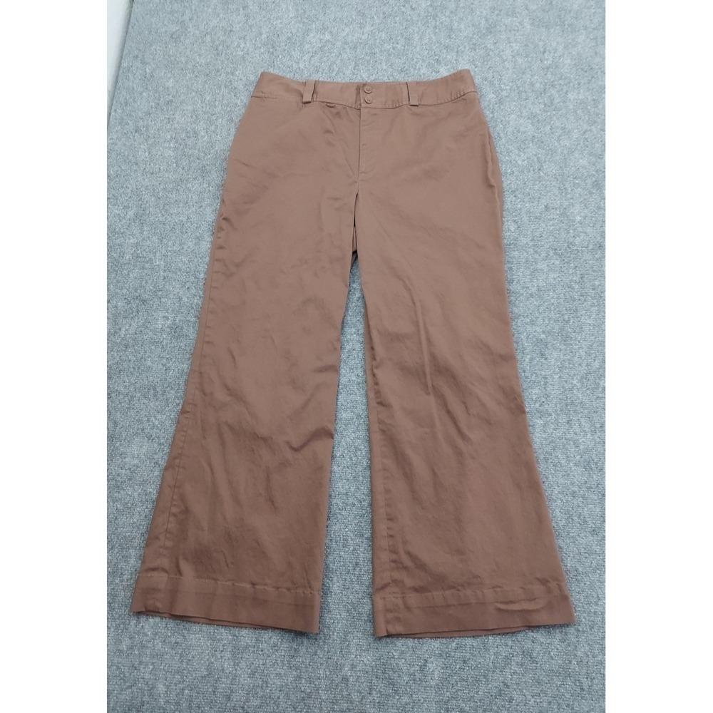 LRL Ralph Lauren Pants Women 12 Brown Wide Leg Trouser‎ Casual Career Stretch